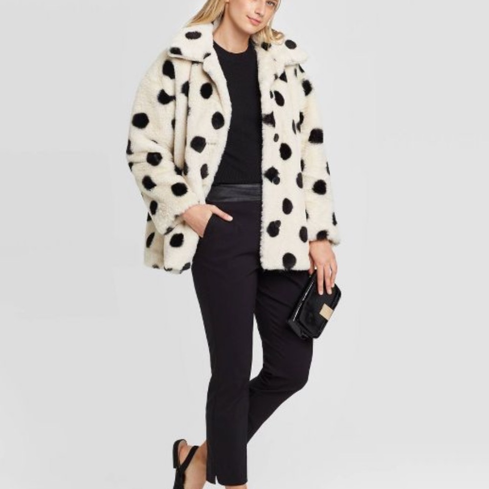 Target Who What Wear Polka Dot Fur Jacket